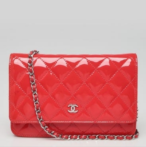 CHANEL Handbags - New! Authenticated Chanel CC Patent Leather CORAL RED MINI Bag SHW WOC